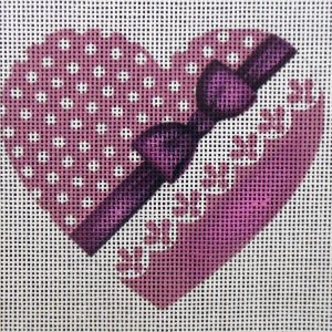 Purple Romance Heart Needlepoint Canvas