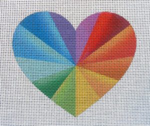 Rainbow Prism Heart Needlepoint Canvas