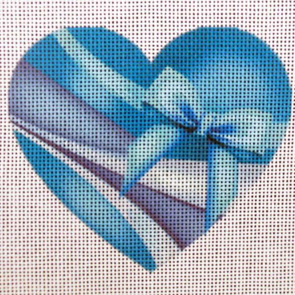 Rhapsody in Blue Heart Needlepoint Canvas