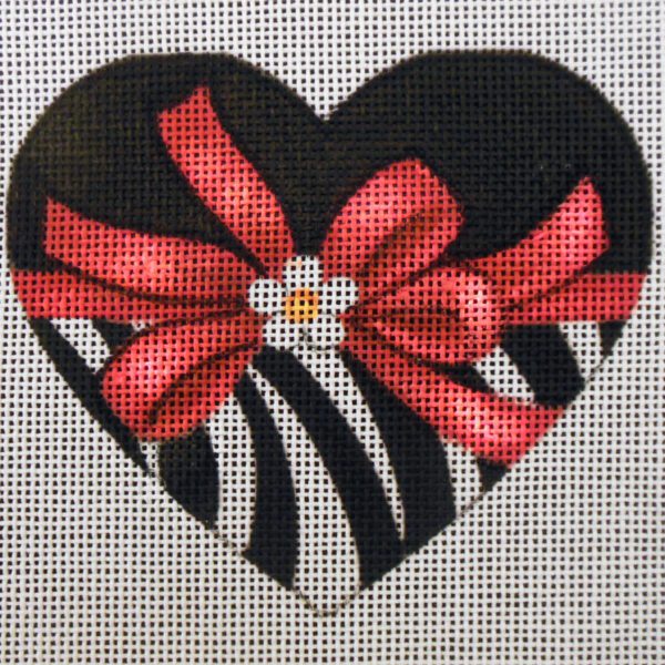 Alluring Zebra Heart Needlepoint Canvas