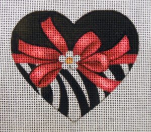 Alluring Zebra Heart Needlepoint Canvas