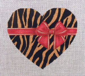 Tempting Tigress Heart Needlepoint Canvas