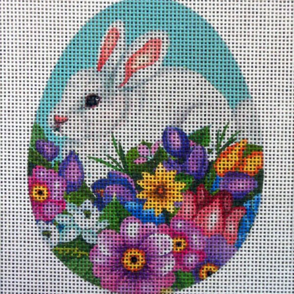 White Bunny Egg Needlepoint Canvas