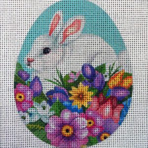 White Bunny Egg Needlepoint Canvas