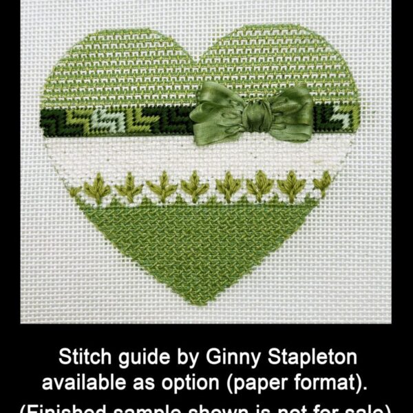 Willowy Jade Heart Needlepoint Canvas