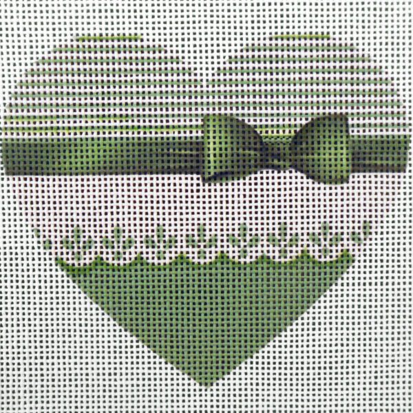 Willowy Jade Heart Needlepoint Canvas