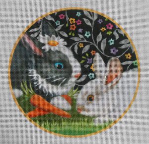Black & White Bunnies Needlepoint Canvas