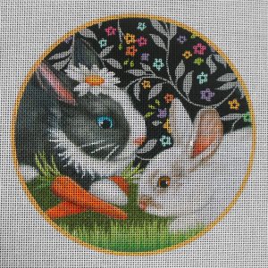 Black & White Bunnies Needlepoint Canvas