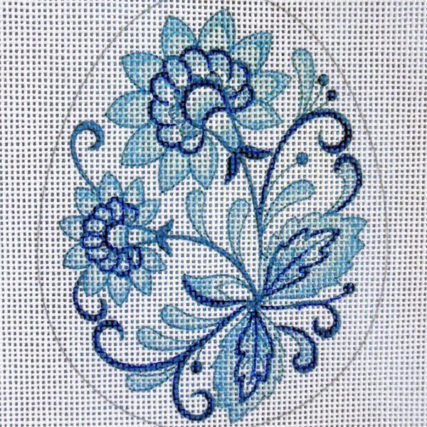 Chinoiserie Egg Needlepoint Canvas (color choice)