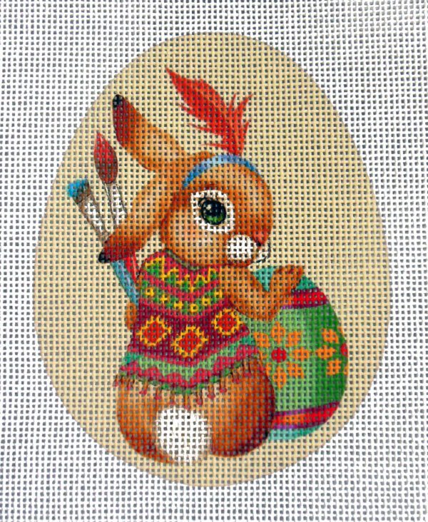Boho Boy Bunny Egg Needlepoint Canvas
