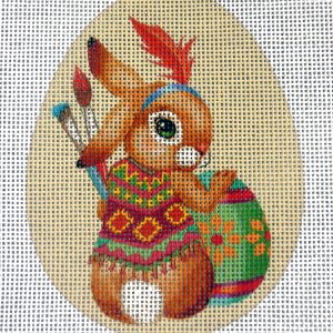 Boho Boy Bunny Egg Needlepoint Canvas