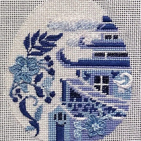 Chinoiserie Pagoda Egg Needlepoint Canvas