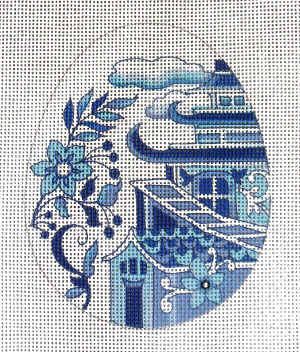 Chinoiserie Pagoda Egg Needlepoint Canvas