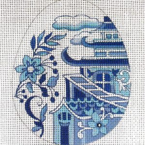 Chinoiserie Pagoda Egg Needlepoint Canvas