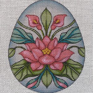 Pink Lotus Egg Needlepoint Canvas