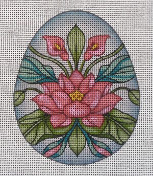 Pink Lotus Egg Needlepoint Canvas