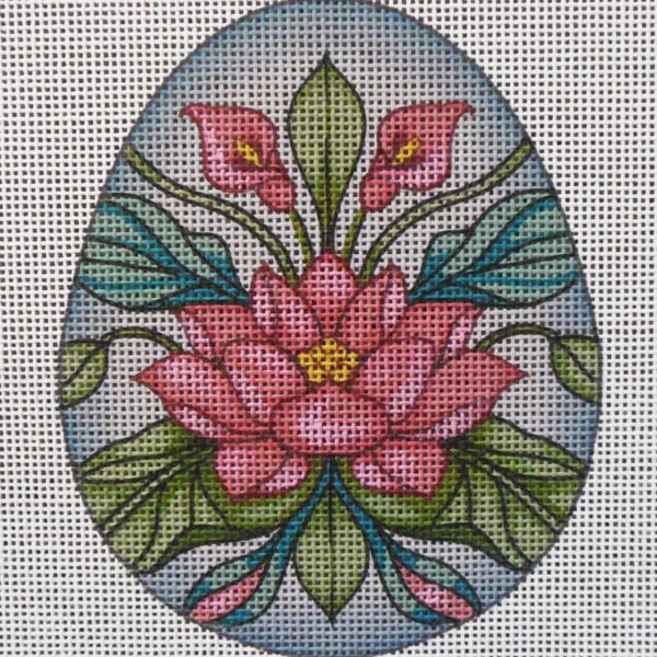 Pink Lotus Egg Needlepoint Canvas