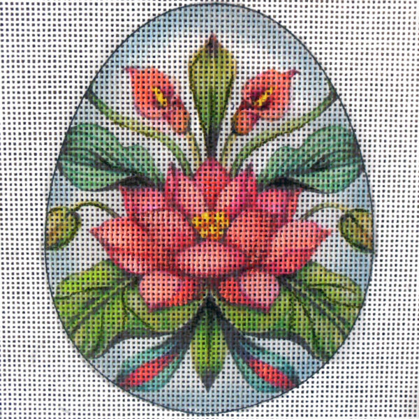 Pink Lotus Egg Needlepoint Canvas