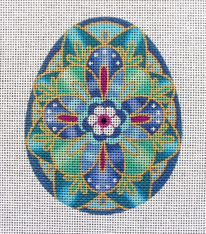 Psanky Egg Blue Needlepoint Canvas
