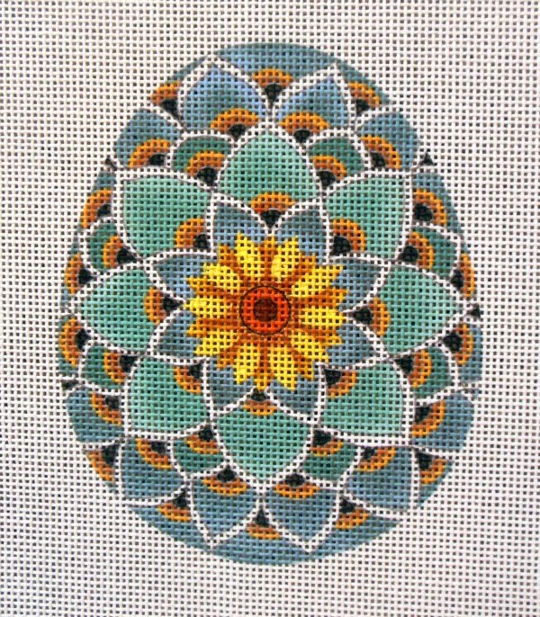 Psanky Sunflower Egg Needlepoint Canvas