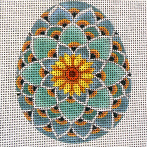 Psanky Sunflower Egg Needlepoint Canvas