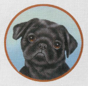 Black Pug Breed Needlepoint Canvas