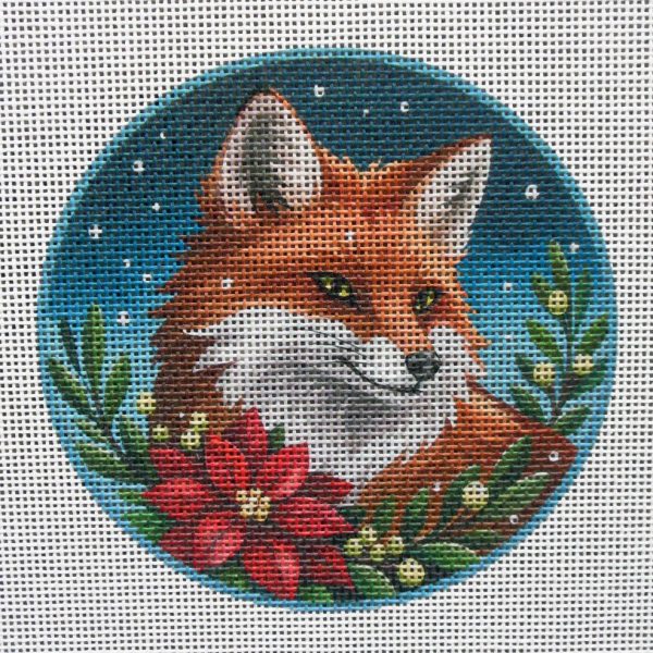 Christmas Fox Ornament Needlepoint Canvas