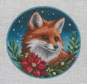Christmas Fox Ornament Needlepoint Canvas