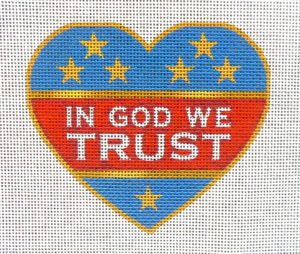 In God We Trust Heart Needlepoint Canvas