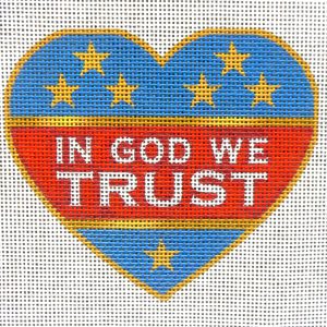 In God We Trust Heart Needlepoint Canvas