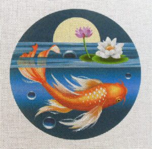 Moonlit Butterfly Koi Fish Needlepoint Canvas
