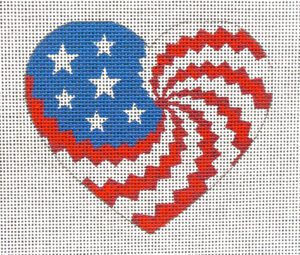 Spiral Flag Heart Needlepoint Canvas