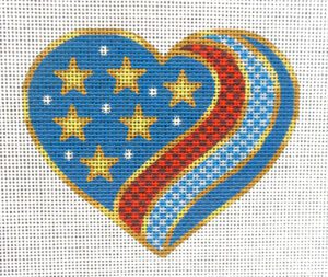 Star Spangled Heart Needlepoint Canvas