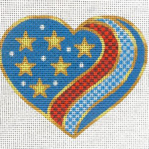 Star Spangled Heart Needlepoint Canvas