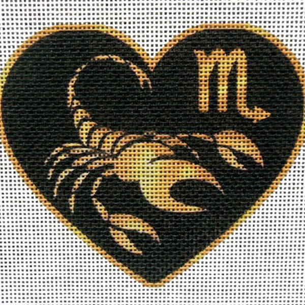 Zodiac Birth Sign Heart  Needlepoint Canvas