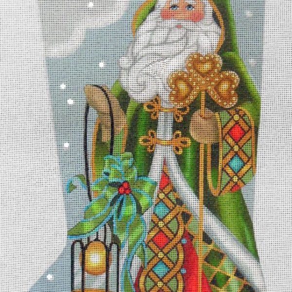 Irish Santa Stocking (Name Optional) Needlepoint Canvas