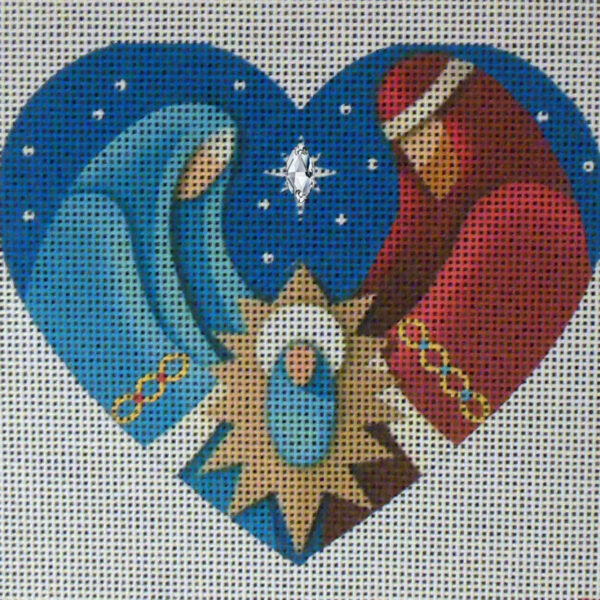 Nativity Heart Needlepoint Canvas