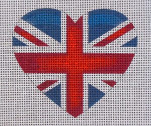 United Kingdom Flag Heart Needlepoint Canvas