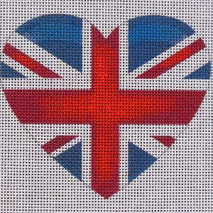 United Kingdom Flag Heart Needlepoint Canvas