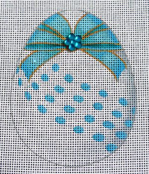 Blue Polka Dot Egg Needlepoint Canvas