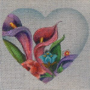 Calla Lily Heart Needlepoint Canvas