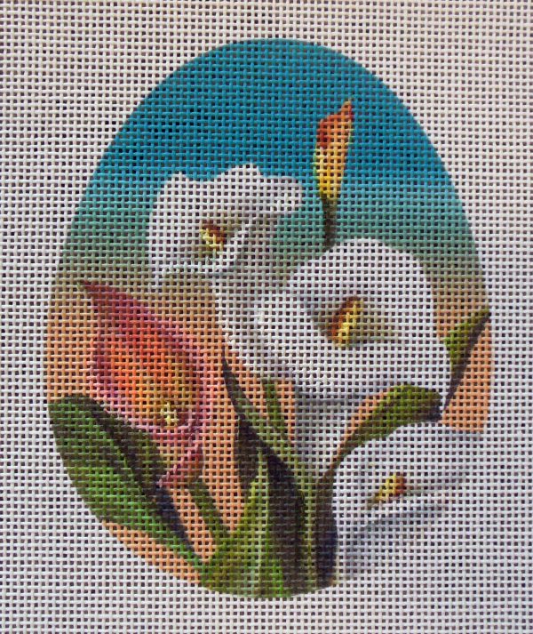 Calla Lily Sunset Egg Needlepoint Canvas