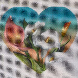Calla Lily Sunset Heart Needlepoint Canvas
