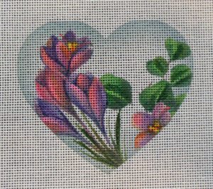 Crocus Heart Needlepoint Canvas