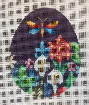 Full Bloom Dragonfly Egg Needlepoint Canvas