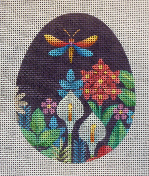 Full Bloom Dragonfly Egg Needlepoint Canvas
