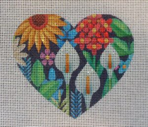 Full Bloom Heart Needlepoint Canvas