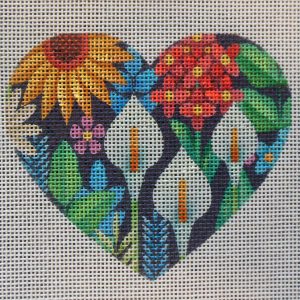 Full Bloom Heart Needlepoint Canvas