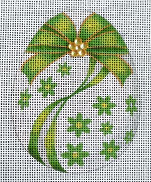 Green Floral Egg Needlepoint Canvas