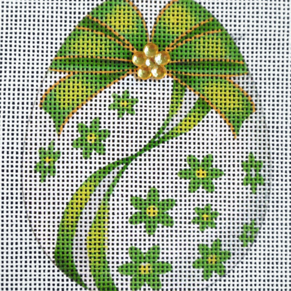 Green Floral Egg Needlepoint Canvas